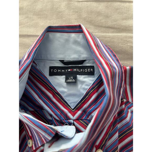 Vintage Tommy Hilfiger Striped Dress Shirt Y2k sz Large - Picture 4 of 5